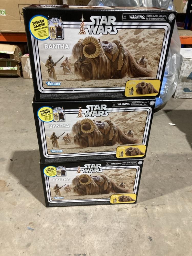 Lot 444  
            Birmingham SR106 - Collection or Optional Delivery Available 

                
3 X STAR WARS BANTHA TOY INCLUDING TUSKEN RAIDER (LOCATION: RACKINGS)