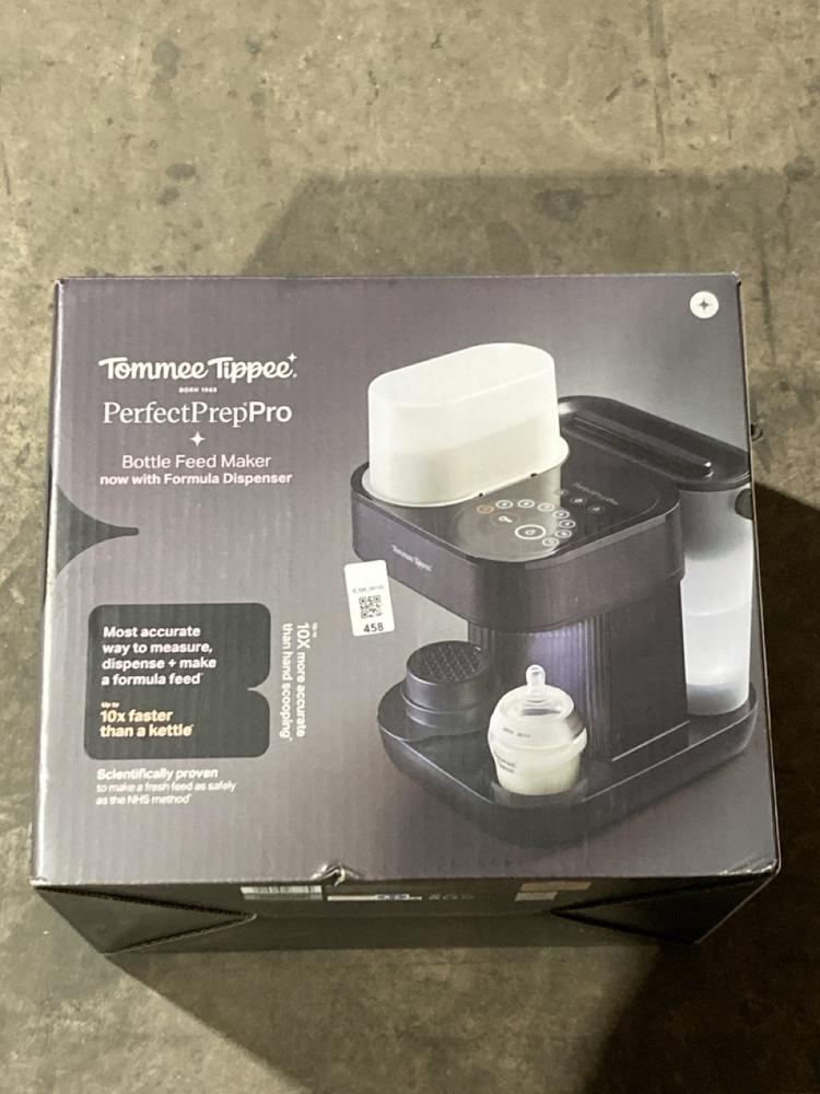 Lot 458  
            Birmingham SR106 - Collection or Optional Delivery Available 

                
TOMMEE TIPPEE PERFECT PREP PRO BOTTLE FEED MAKER ORIGINAL RRP £200 (LOCATION: RAC...