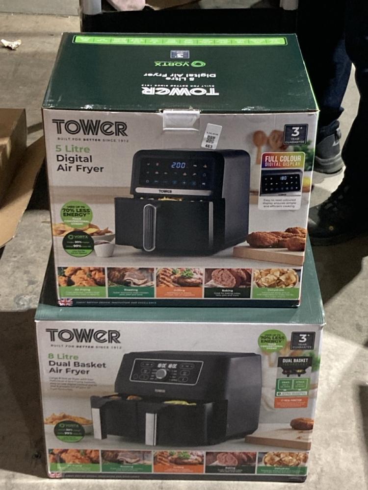 Lot 463  
            Birmingham SR106 - Collection or Optional Delivery Available 

                
2 X TOWER ITEMS TO INCLUDE DIGITAL AIR FRYER (LOCATION: RACKINGS)