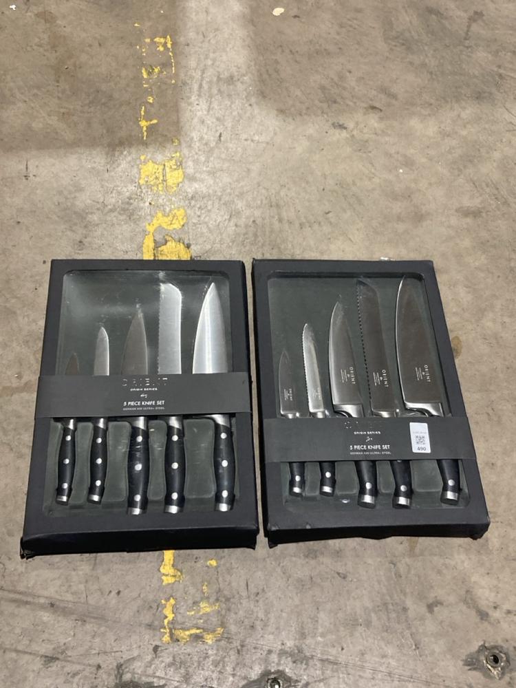 Lot 490  
            Birmingham SR106 - Collection 

                
ORIENT ORIGIN SERIES 5 PIECE KNIFE SET 18 + PROOF OF ID (LOCATION: RACKINGS)