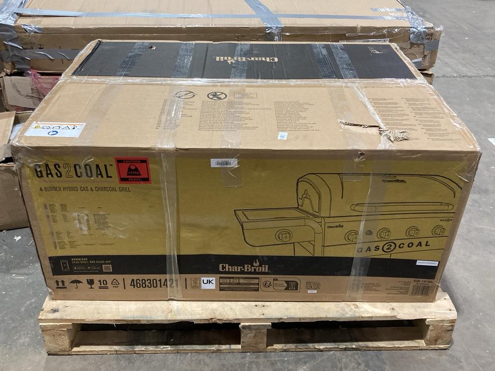 Lot 534  
            Birmingham SR106 - Collection or Optional Delivery Available 

                
CHAR BROIL GAS 2 COAL 4 BURNER HYBRID BARBECUE ORIGINAL RRP £780 (LOCATION: ROW 5...