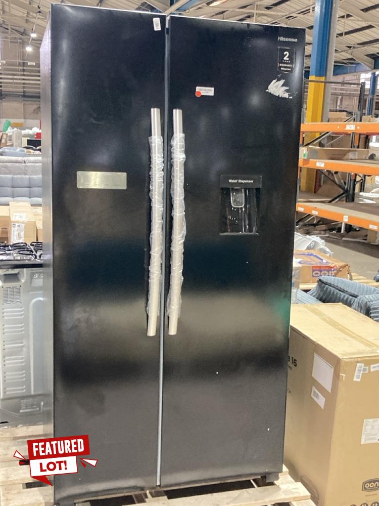 Lot 53  
            Birmingham SR106 - Collection or Optional Delivery Available 

                
HISENSE AMERICAN STYLE FRIDGE FREEZER WITH WATER DISPENSER - RS741N4WBE - ORIGINA...