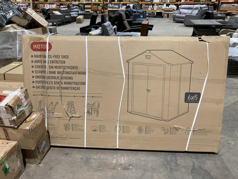 Lot 548  
            Birmingham SR106 - Collection or Optional Delivery Available 

                
KETER MANOR 6 X 5 OUTDOOR SHED ORIGINAL RRP £520 (LOCATION: ROW 5 - D )