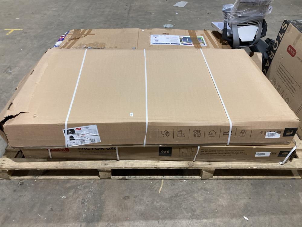 Lot 554  
            Birmingham SR106 - Collection or Optional Delivery Available 

                
KETER FACTOR 6 X 6 OUTDOOR SHED ORIGINAL RRP £700 (LOCATION: ROW 5 - D ) (KERBSID...