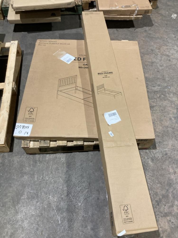 Lot 585  
            Birmingham SR106 - Collection or Optional Delivery Available 

                
JYSK STUBBERUP SINGLE BED FRAME IN OAK ORIGINAL RRP £165 (LOCATION: ROW 2 - D)