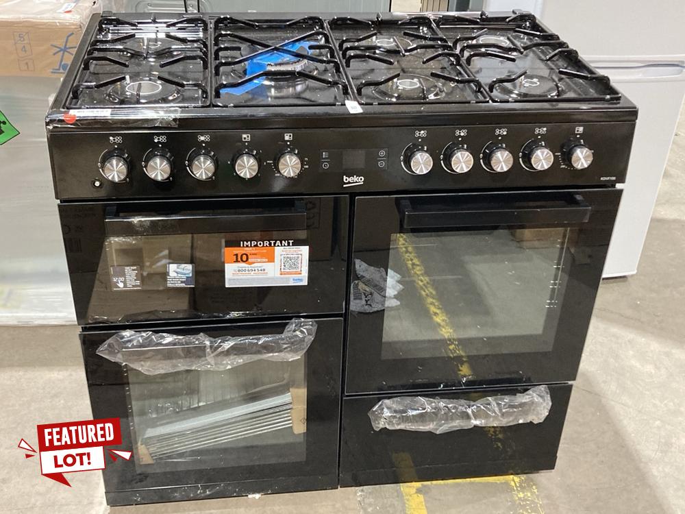 Lot 58  
            Birmingham SR106 - Collection or Optional Delivery Available 

                
BEKO DUAL FUEL RANGE COOKER 100CM - KDVF100K - ORIGINAL RRP £799 (LOCATION: ROW 7...