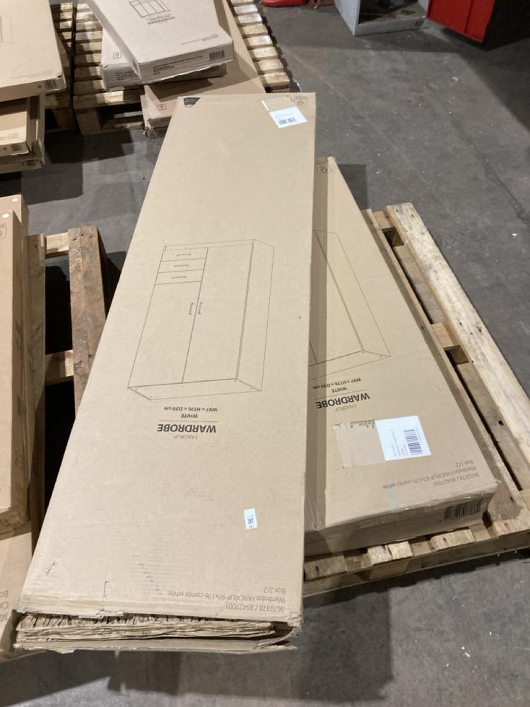 Lot 591  
            Birmingham SR106 - Collection or Optional Delivery Available 

                
JYSK FANDRUP WARDROBE IN WHITE ORIGINAL RRP £140 (LOCATION: ROW 2 - D)