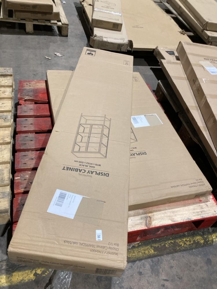 Lot 594  
            Birmingham SR106 - Collection or Optional Delivery Available 

                
JYSK TRAPPEDAL DISPLAY CABINET IN OAK AND BLACK ORIGINAL RRP £135 (LOCATION: ROW ...