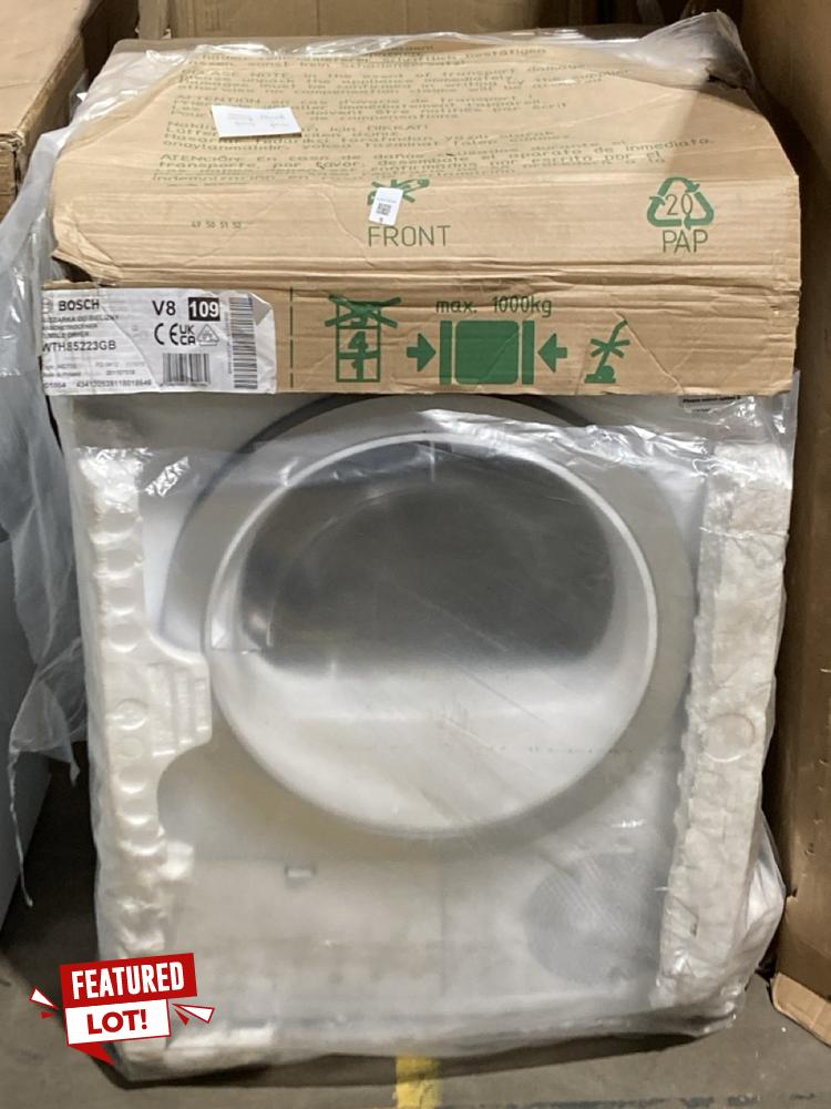 Lot 5  
            Birmingham SR106 - Collection or Optional Delivery Available 

                
BOSCH FREESTANDING TUMBLE DRYER - WTH85223GB - ORIGINAL RRP £500 (LOCATION: ROW 8...