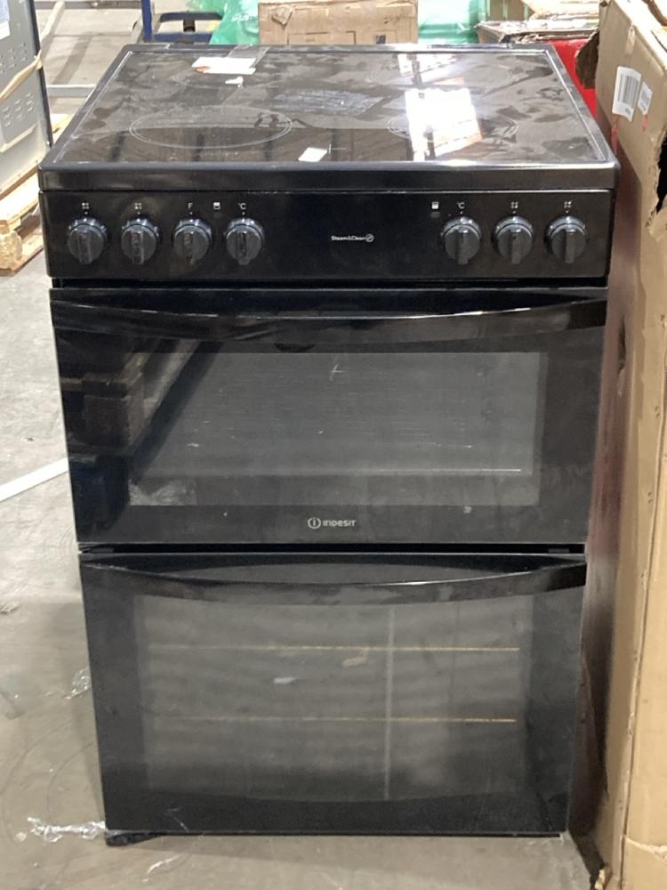 Lot 60  
            Birmingham SR106 - Collection or Optional Delivery Available 

                
INDESIT DOUBLE OVEN COOKER WITH CERAMIC HOB ORIGINAL RRP £399 (LOCATION: ROW 7 - C )