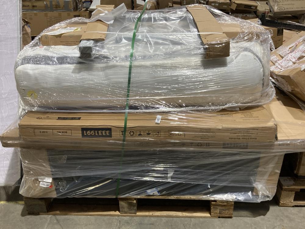 Lot 610  
            Birmingham SR106 - Collection or Optional Delivery Available 

                
PALLET OF ITEMS TO INCLUDE LASSIC RIANO 3 DOOR WARDROBE (ALL PALLET CONTENTS MUST...