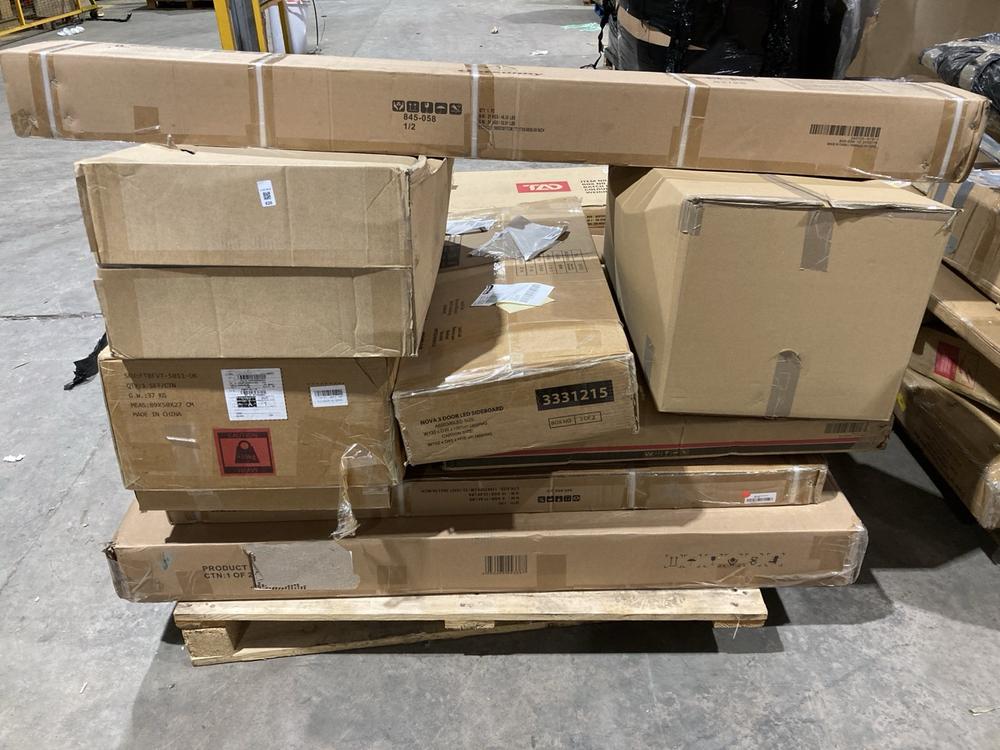 Lot 620  
            Birmingham SR106 - Collection or Optional Delivery Available 

                
PALLET OF ITEMS TO INCLUDE LASSIC NOVA 3 DOOR LED SIDEBOARD (ALL PALLET CONTENTS ...