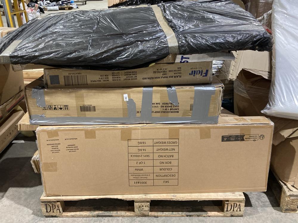 Lot 621  
            Birmingham SR106 - Collection or Optional Delivery Available 

                
PALLET OF ITEMS TO INCLUDE LASSIC DENVER 2 DOOR 2 DRAWER WARDROBE (ALL PALLET CON...