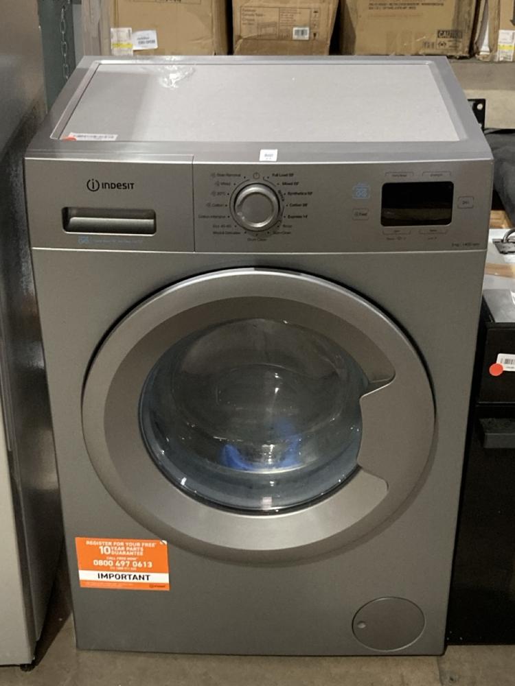 Lot 64  
            Birmingham SR106 - Collection or Optional Delivery Available 

                
INDESIT FREESTANDING WASHING MACHINE - BDE96436SVUK - ORIGINAL RRP £499 (LOCATION...