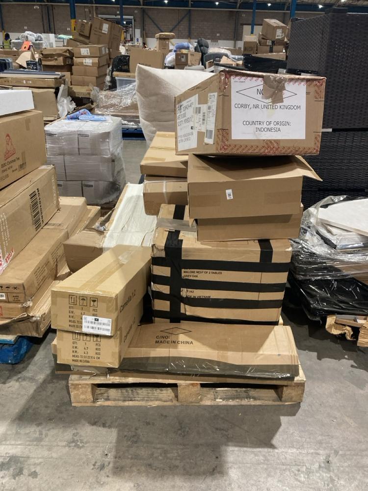 Lot 753  
            Birmingham SR106 - Collection or Optional Delivery Available 

                
PALLET OF ITEMS TO INCLUDE MALONE NEST OF TABLES (ALL PALLET CONTENTS MUST BE REM...
