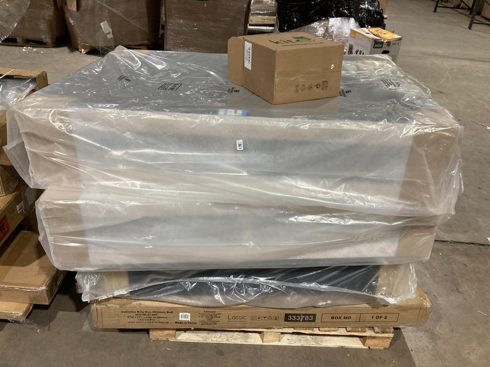 Lot 767  
            Birmingham SR106 - Collection or Optional Delivery Available 

                
PALLET OF BED PARTS TO INCLUDE VALENTINA KING SIZE OTTOMAN BED BOX 1 OF 2 ONLY (A...