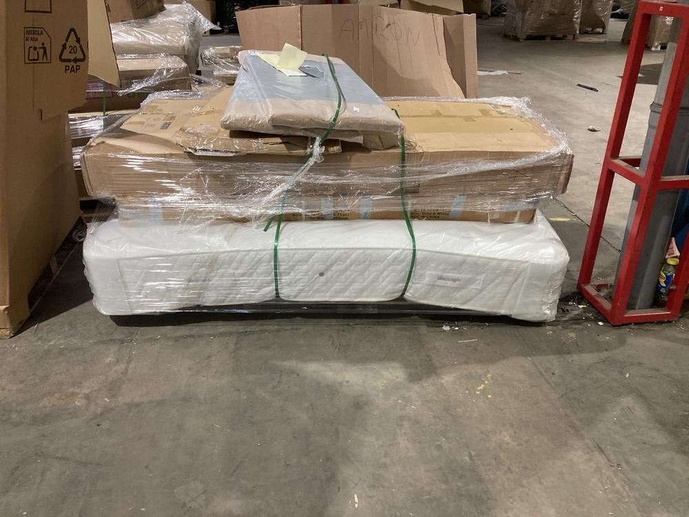 Lot 857  
            Birmingham SR106 - Collection or Optional Delivery Available 

                
PALLET OF ITEMS TO INCLUDE SILENT NIGHT MATTRESS (ALL PALLET CONTENTS MUST BE REM...