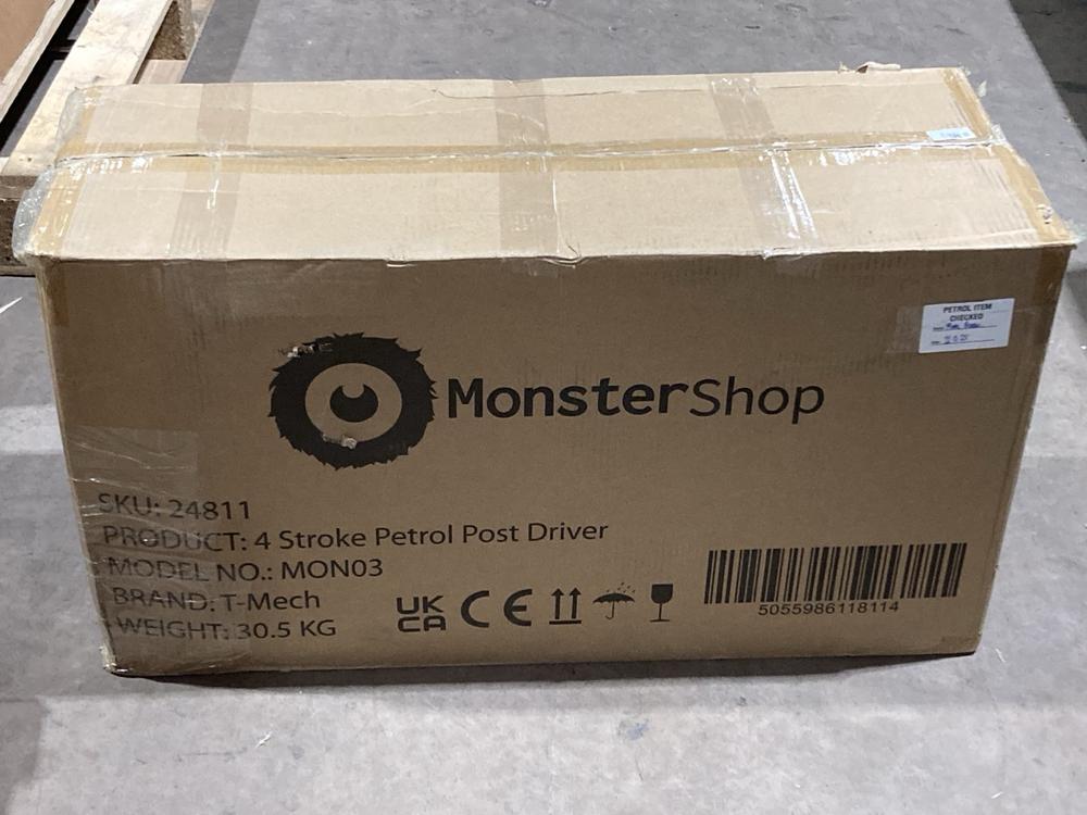 Lot 86  
            Birmingham SR106 - Collection or Optional Delivery Available 

                
MONSTER SHOP 4 STROKE PETROL POST DRIVER ORIGINAL RRP £370 (LOCATION: ROW 6 - C)