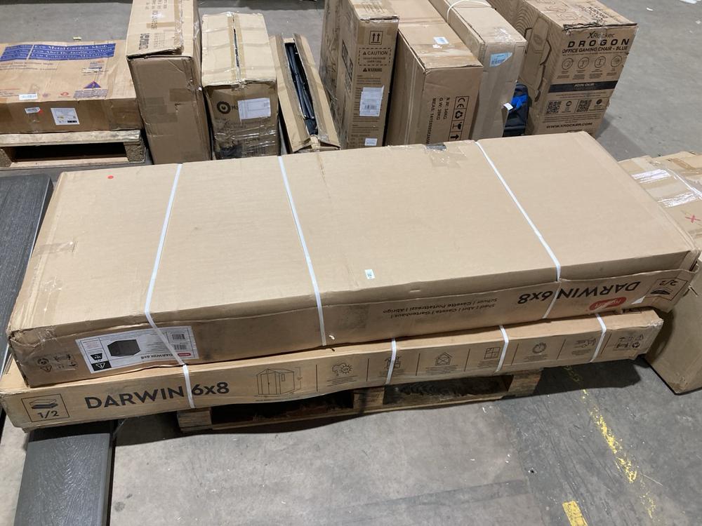 Lot 92  
            Birmingham SR106 - Collection or Optional Delivery Available 

                
KETER DARWIN 6 X 8 SHED ORIGINAL RRP £720 (LOCATION: ROW 6 - C) (KERBSIDE PALLET ...