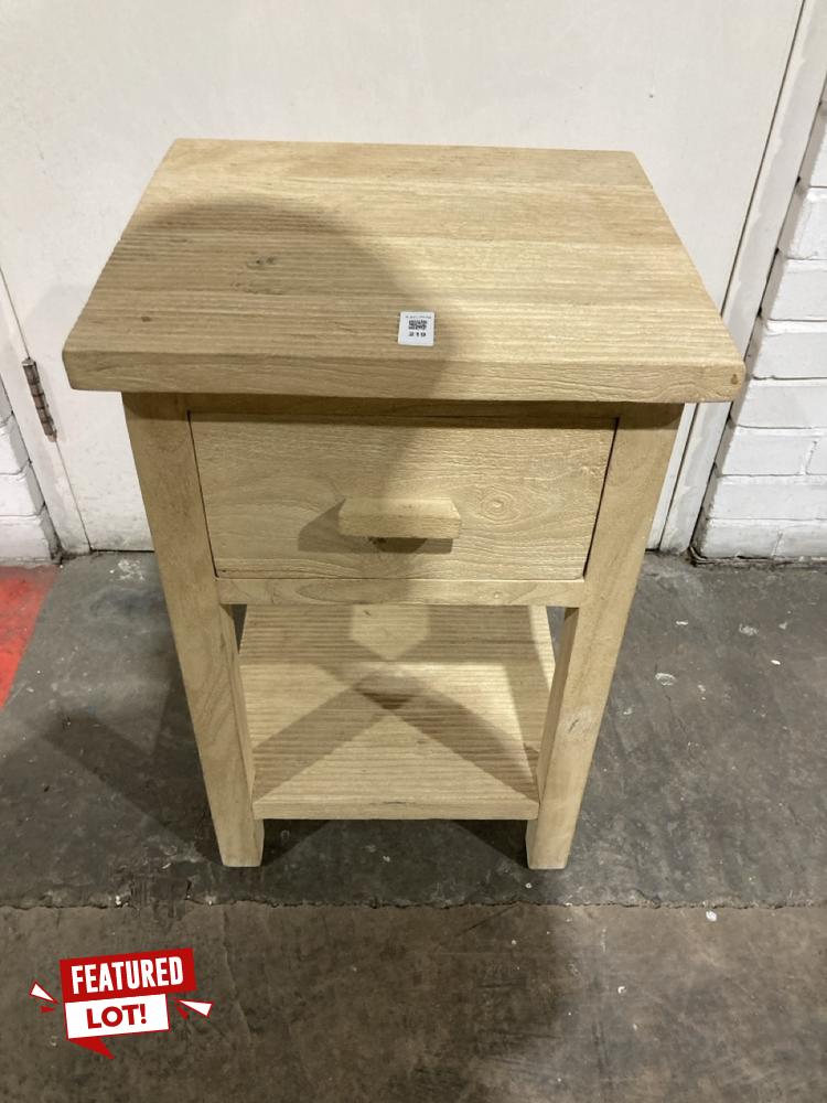 Lot 220  
            Birmingham SR104 - Collection or Optional Delivery Available 

                
NKUKU VIVAN GROOVED BEDSIDE TABLE - NATURAL - ITEM NO. VT0501 - ORIGINAL RRP £320