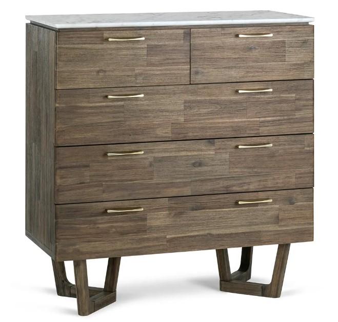 Lot 25  
            Birmingham SR104 - Collection or Optional Delivery Available 

                
OAK FURNITURELAND ISLINGTON MARBLE AND DARK ACACIA 2+3 CHEST OF DRAWERS ORIGINAL ...