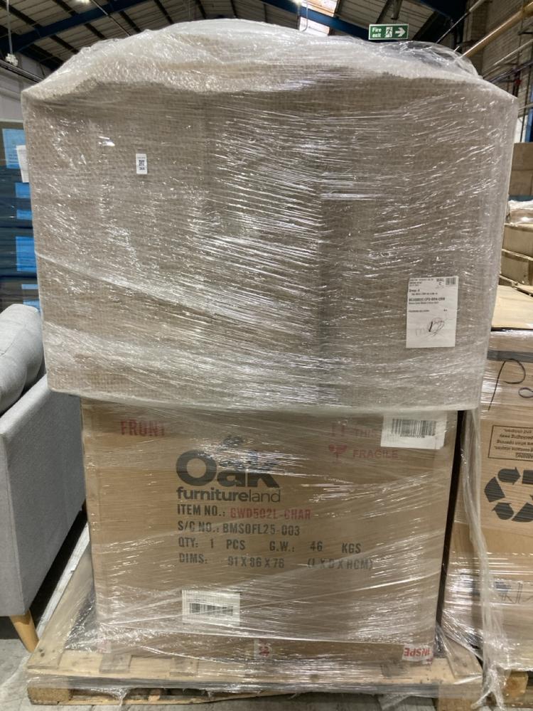Lot 265  
            Birmingham SR104 - Collection or Optional Delivery Available 

                
PALLET OF OAK FURNITURELAND PARTS TO INCLUDE MALVERN CORNER MODULE IN BROWN FABRI...