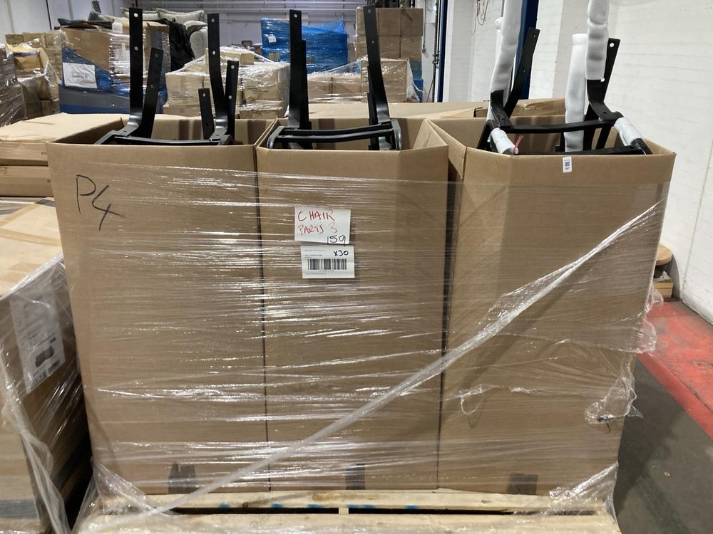 Lot 267  
            Birmingham SR104 - Collection or Optional Delivery Available 

                
PALLET OF OAK FURNITURELAND PARTS TO INCLUDE MASON CHAIR - BLACK FRAME (KERBSIDE ...