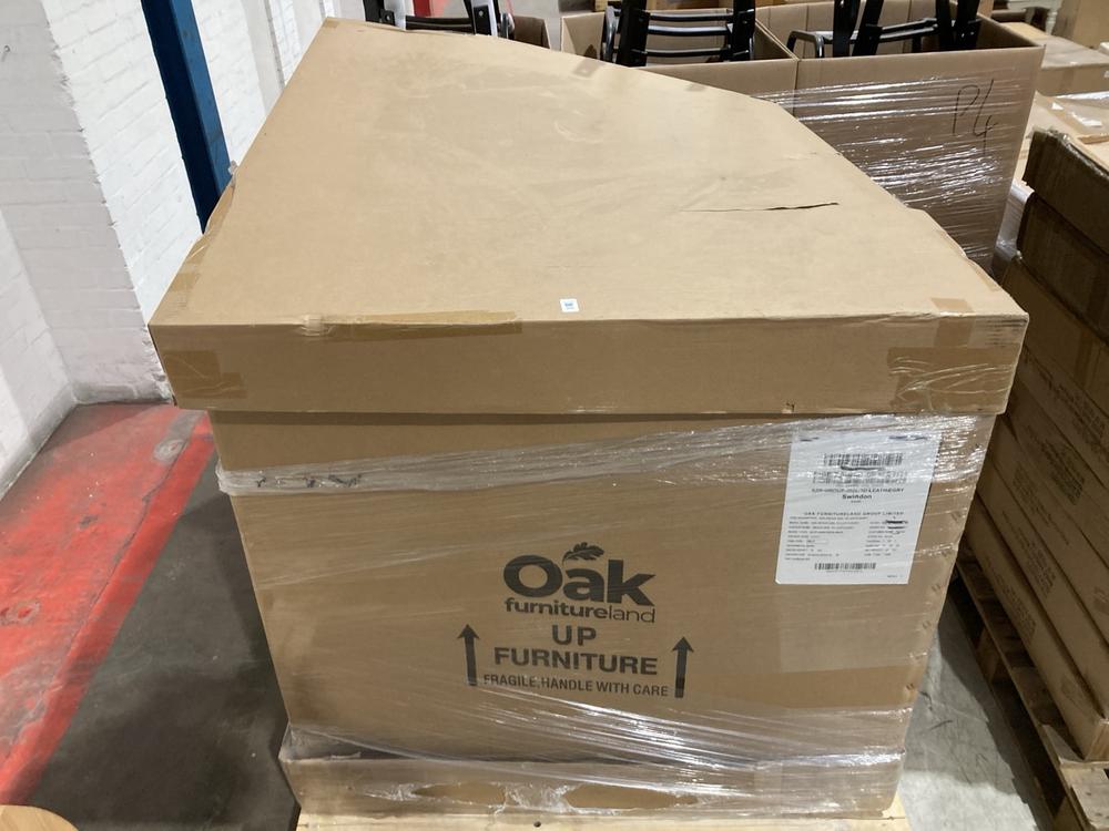 Lot 268  
            Birmingham SR104 - Collection or Optional Delivery Available 

                
PALLET OF OAK FURNITURELAND PARTS TO INCLUDE EZRA CORNER MODULE IN ELEPHANT GREY ...