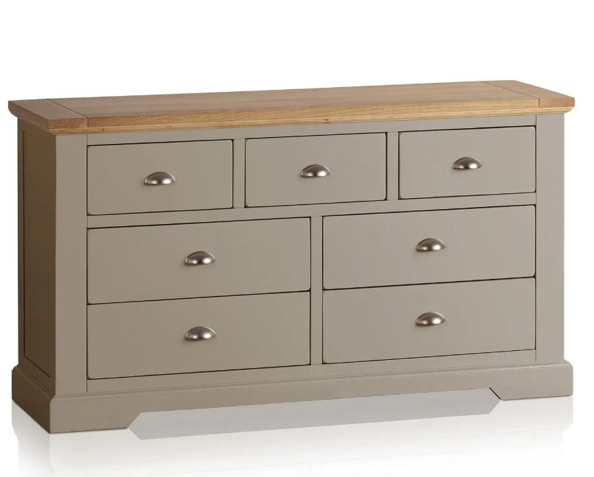 Lot 27  
            Birmingham SR104 - Collection or Optional Delivery Available 

                
OAK FURNITURELAND ST IVES NATURAL OAK AND LIGHT GREY PAINTED 3+4 DRAWER CHEST ORI...