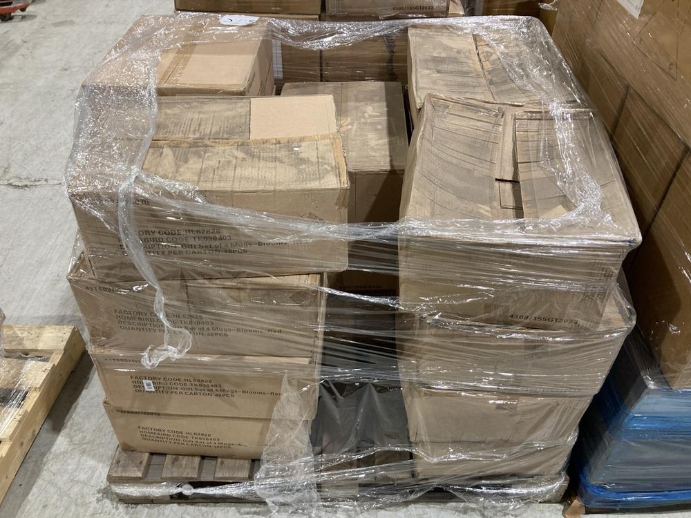 Lot 285  
            Birmingham SR104 - Collection or Optional Delivery Available 

                
PALLET OF STONE THE CROWS TO INCLUDE GIFT SET OF 4 MUGS - BLOOMS - RED (KERBSIDE ...