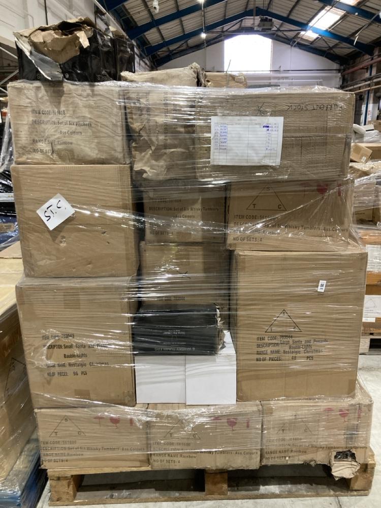 Lot 286  
            Birmingham SR104 - Collection or Optional Delivery Available 

                
PALLET OF STONE THE CROWS TO INCLUDE LARGE SANTA AND PRESENTS BAUBLE SET (KERBSID...