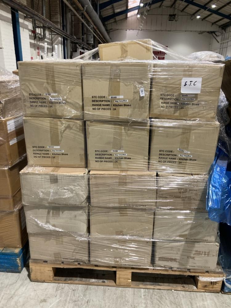 Lot 297  
            Birmingham SR104 - Collection or Optional Delivery Available 

                
PALLET OF STONE THE CROWS ITEMS TO INCLUDE MUG IVORY/BLUE - KITCHEN BLUES RANGE (...