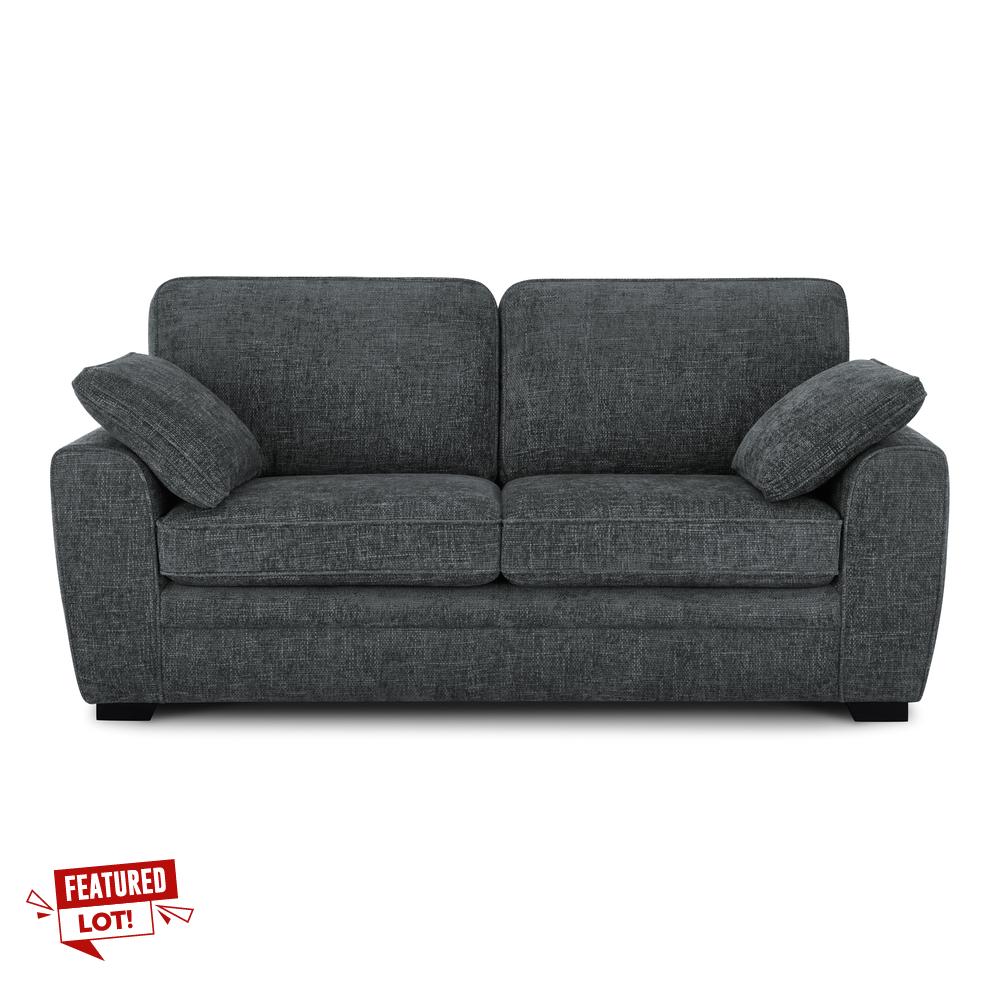 Lot 316  
            Birmingham SR104 - Collection or Optional Delivery Available 

                
OAK FURNITURELAND MELBOURNE 3 SEATER SOFA IN ENZO SLATE FABRIC ORIGINAL RRP £1,09...