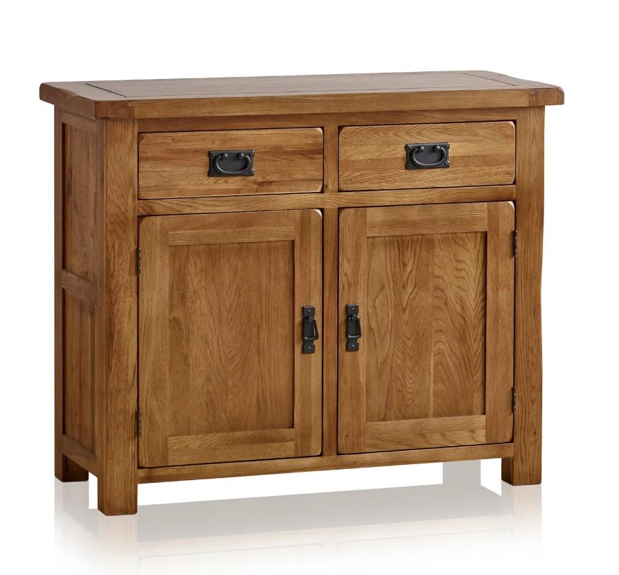 Lot 326  
            Birmingham SR104 - Collection or Optional Delivery Available 

                
OAK FURNITURELAND ORIGINAL RUSTIC SOLID OAK SMALL SIDEBOARD ORIGINAL RRP £449.99