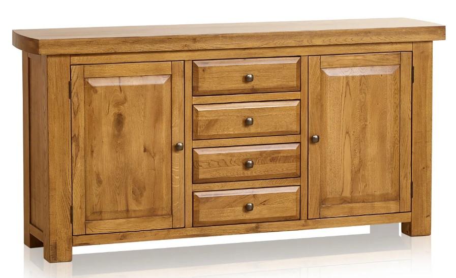 Lot 32  
            Birmingham SR104 - Collection or Optional Delivery Available 

                
OAK FURNITURELAND HERCULES RUSTIC SOLID OAK LARGE SIDEBOARD ORIGINAL RRP £749.99