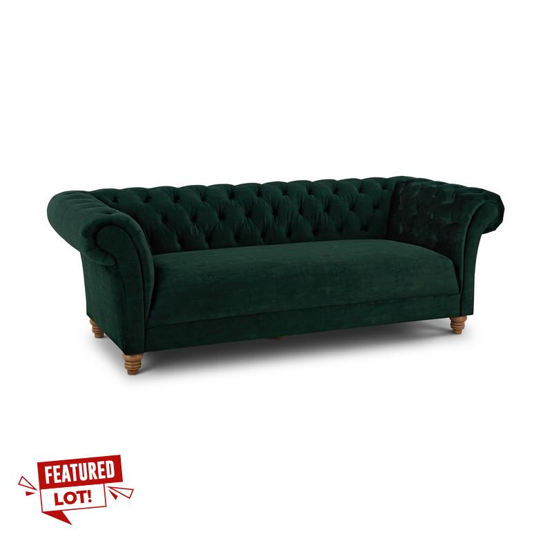 Lot 343  
            Birmingham SR104 - Collection or Optional Delivery Available 

                
OAK FURNITURELAND MONTGOMERY 3 SEATER SOFA IN BOTTLE GREEN VELVET ORIGINAL RRP £1...