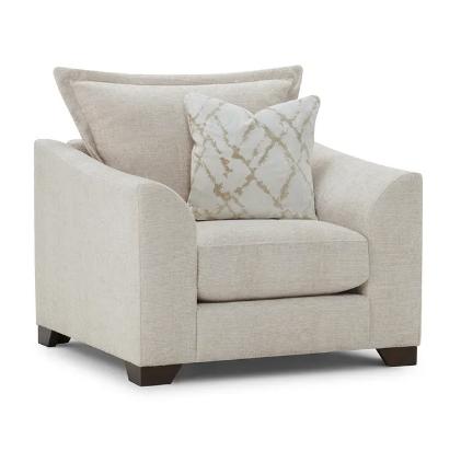 Lot 356  
            Birmingham SR104 - Collection or Optional Delivery Available 

                
OAK FURNITURELAND DEWSBURY ARMCHAIR IN MILO CREAM FABRIC WITH NATURAL SCATTER CUS...