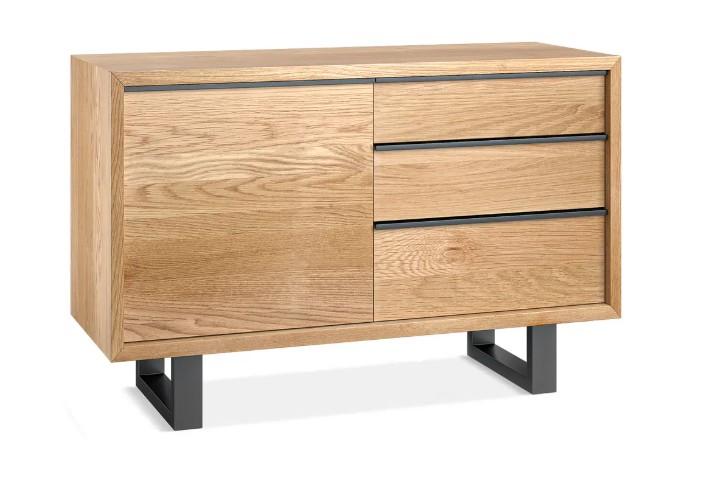 Lot 52  
            Birmingham SR104 - Collection or Optional Delivery Available 

                
OAK FURNITURELAND MAINE NATURAL SOLID OAK & METAL SMALL SIDEBOARD ORIGINAL RRP £5...