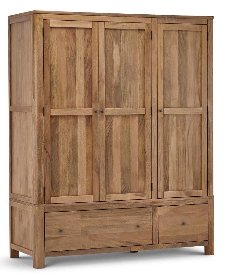 Lot 63  
            Birmingham SR104 - Collection or Optional Delivery Available 

                
OAK FURNITURELAND NOAH SOLID MANGO TRIPLE WARDROBE ORIGINAL RRP £599.99