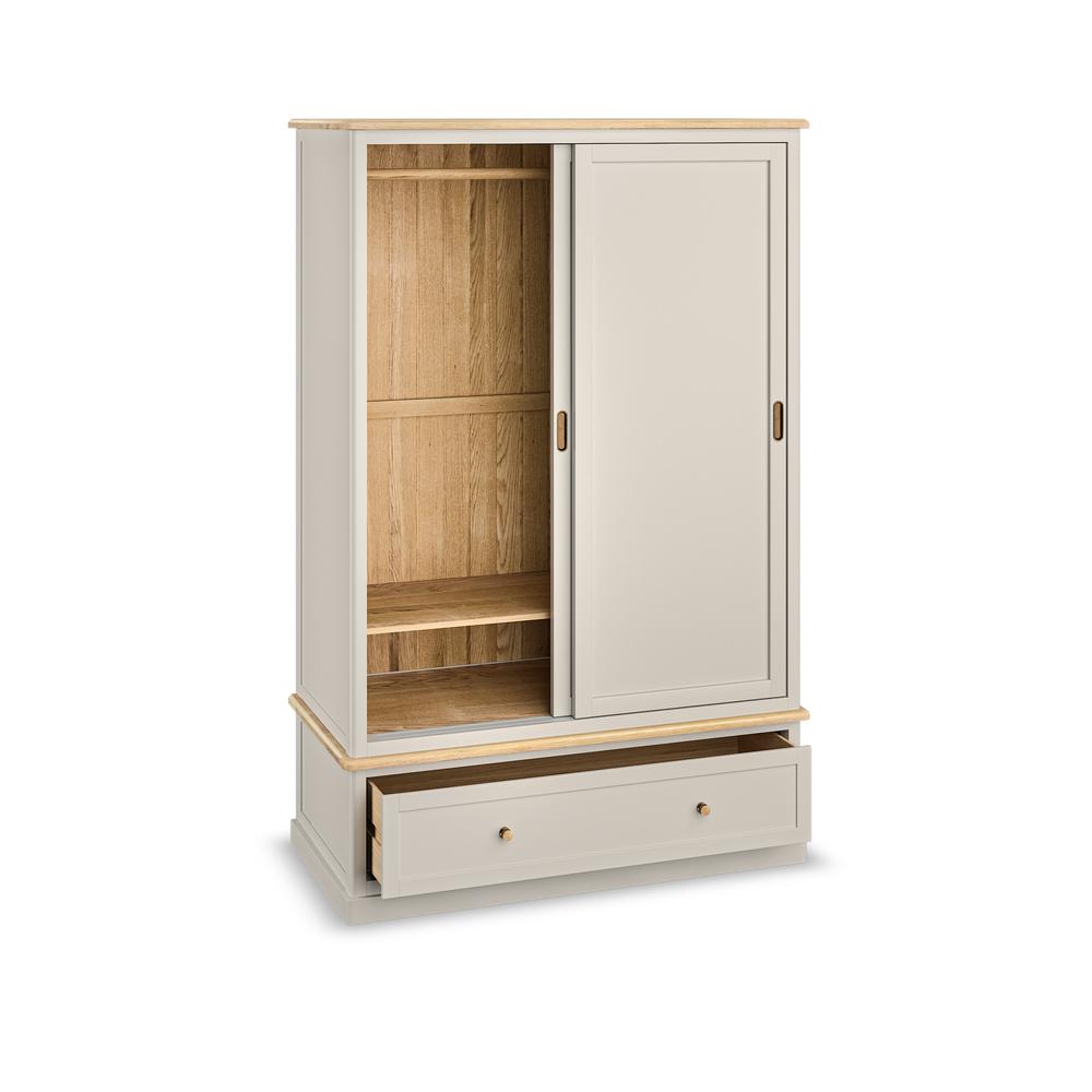 Lot 65  
            Birmingham SR104 - Collection or Optional Delivery Available 

                
OAK FURNITURELAND HENLEY NATURAL OAK AND STONE PAINTED HARDWOOD DOUBLE WARDROBE O...