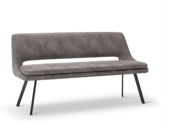 Lot 79  
            Birmingham SR104 - Collection or Optional Delivery Available 

                
OAK FURNITURELAND NICO DINING BENCH IN DARK GREY WITH BLACK METAL LEGS ORIGINAL R...
