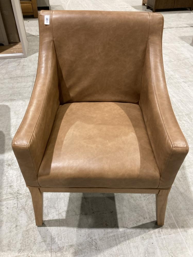 Lot 85  
            Birmingham SR104 - Collection or Optional Delivery Available 

                
OAK FURNITURELAND HARPER CHAIR IN LEATHER-LOOK VINTAGE TAN WITH OAK LEG ORIGINAL ...