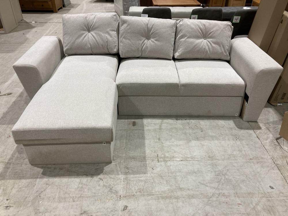 Lot 93  
            Birmingham SR104 - Collection or Optional Delivery Available 

                
VEJLBY SOFA BED WITH CHAISE LONGUE IN LIGHT SAND FABRIC ORIGINAL RRP £799.99