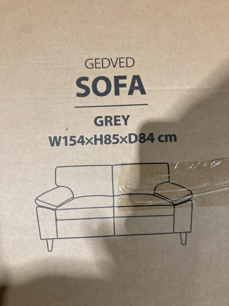 Lot 96  
            Birmingham SR104 - Collection or Optional Delivery Available 

                
GEDVED 2 SEATER SOFA IN GREY FABRIC ORIGINAL RRP £449.99