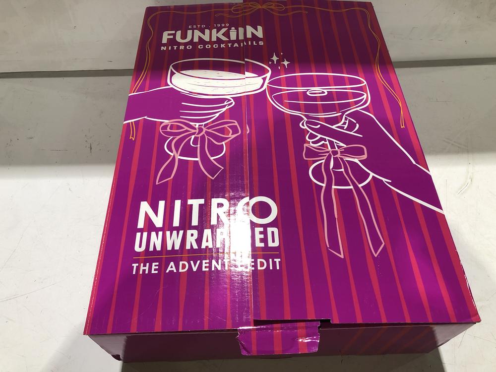 Lot 12  
            BIRMINGHAM SR110 - COLLECTION ONLY 

                
1 X ADVENT CALENDER CONTAINING ALCOHOLIC COCKTAILS TO INCLUDE PINA CLADA 5%VOL 20...