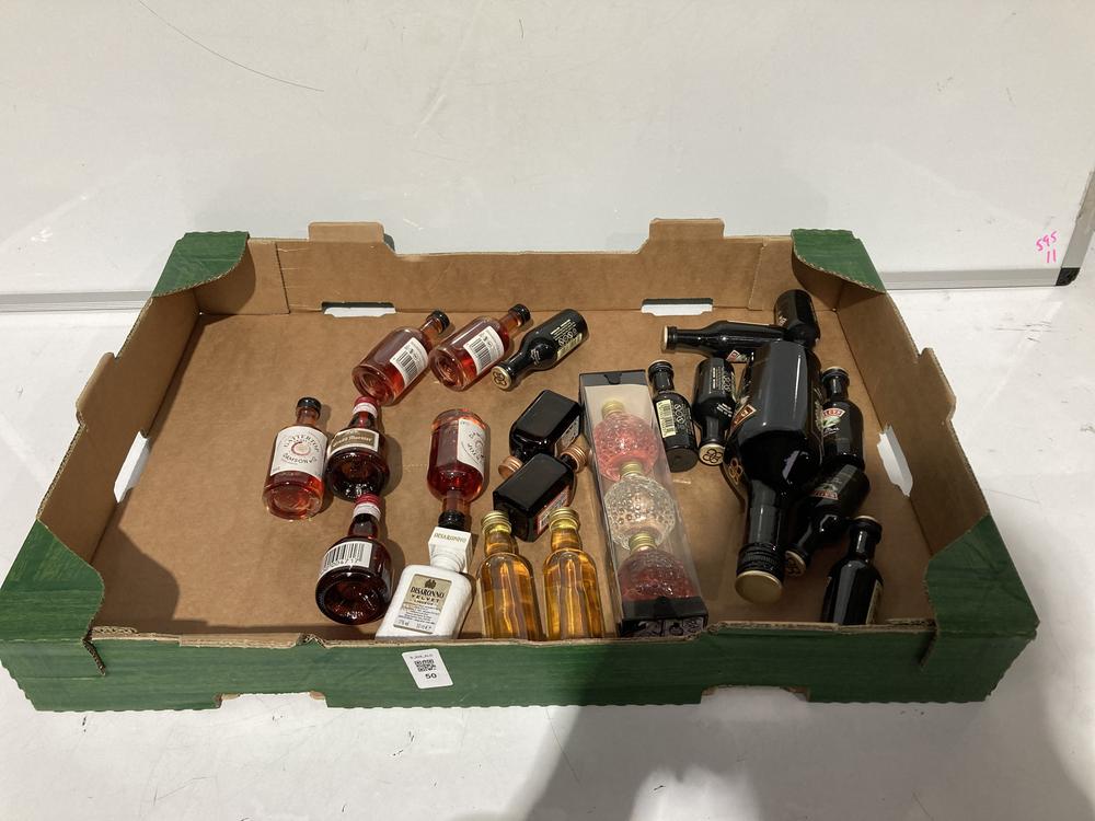 Lot 50  
            BIRMINGHAM SR110 - COLLECTION ONLY 

                
23 X MINIATURE BOTTLES OF MIXED SPIRITS TO INCLUDE BAILEY’S IRISH CREAM 17% VOL 5...