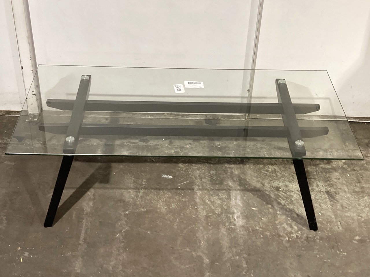 Lot 102  
            Birmingham - Collection Only 

                
DAVID PHILLIPS R/HANNAH RECTANGLE COFFEE TABLE IN BLACK/GLASS IR-23195D ORIGINAL ...
