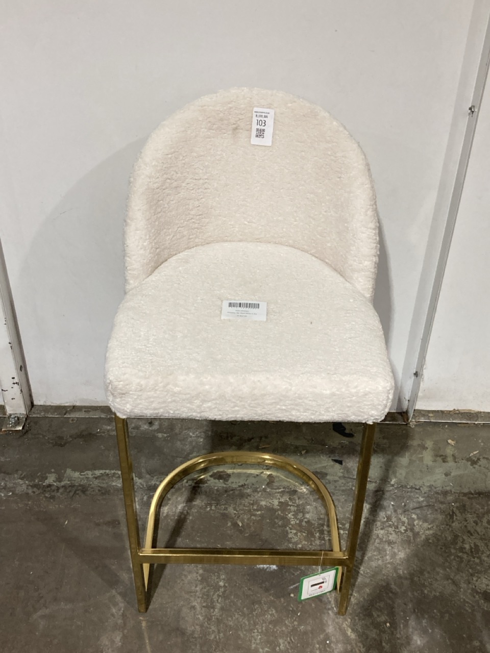 Lot 103  
            Birmingham - Collection or Delivery 

                
DAVID PHILLIPS R/MATTEO BAR STOOL IN WHITE/BRASS IR-40274D ORIGINAL RRP £310