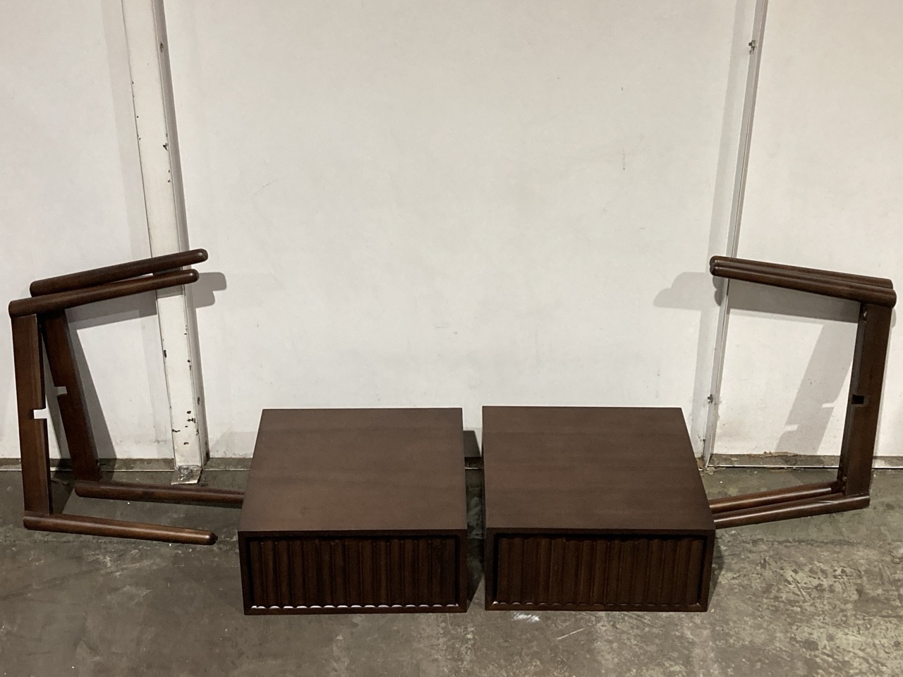 Lot 107  
            Birmingham - Collection or Delivery 

                
DAVID PHILLIPS 2 X BEDSIDE TABLE IN WALNUT BROWN