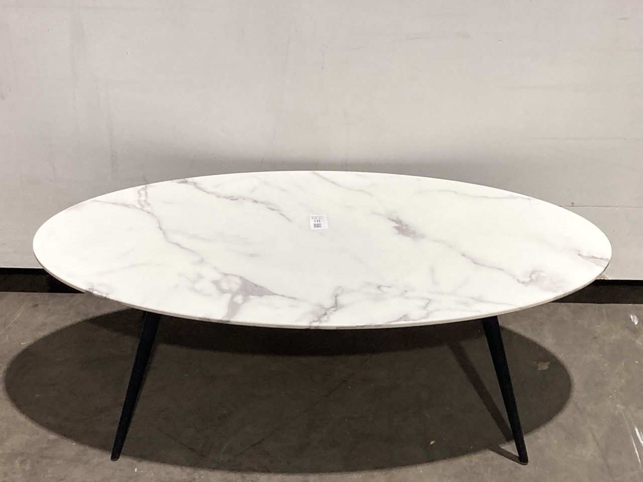 Lot 131  
            Birmingham - Collection or Delivery 

                
DAVID PHILLIPS R/AERIUS OVAL COFFEE TABLE IN WHITEMABLE/BLACK IR-27213D ORIGINAL ...